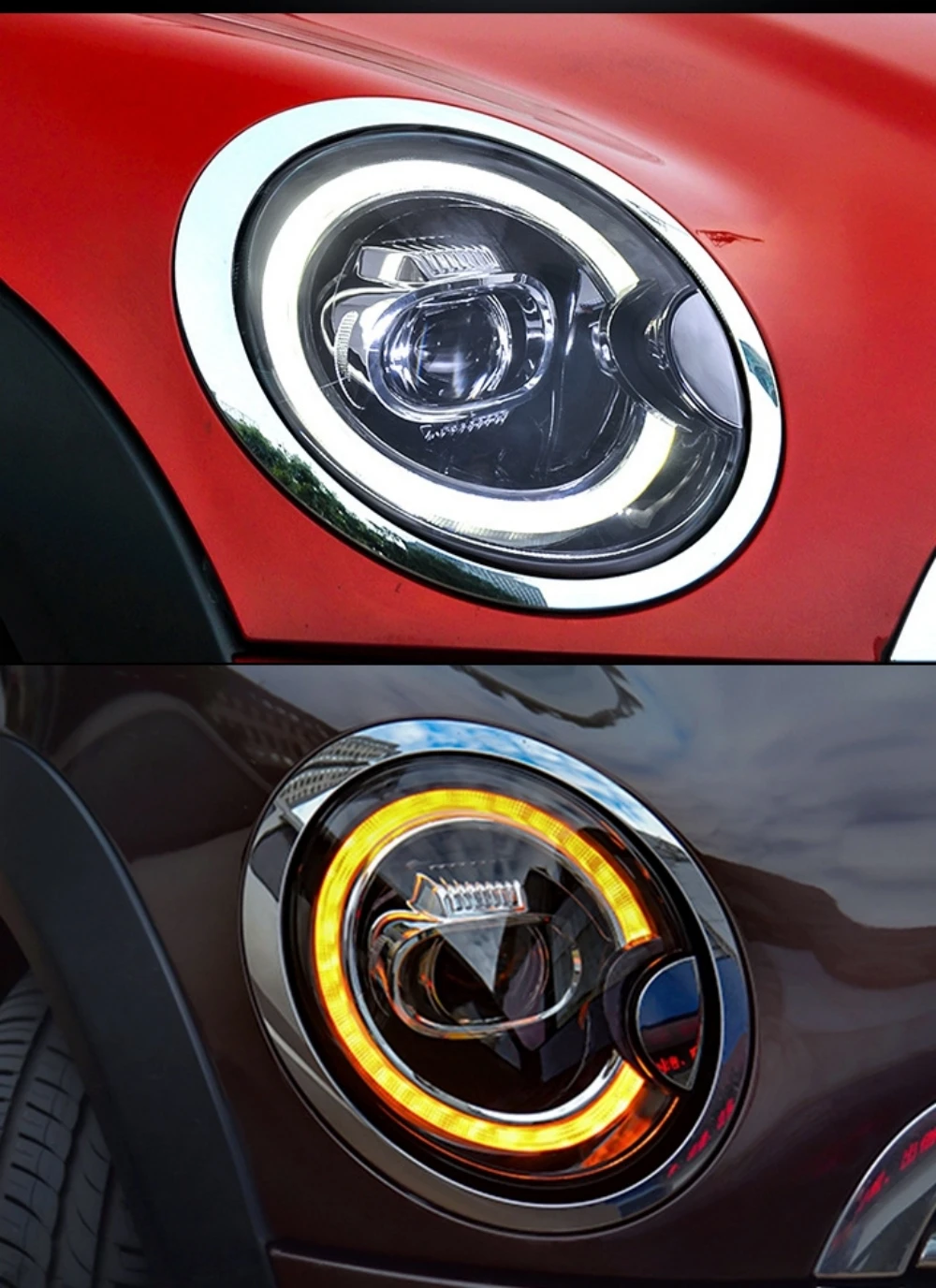 Angel Eyes Headlight For BMW Mini Cooper R56 R57 R58 R59 2007-2013 LED Assembly Halo LED Driving Running Light
