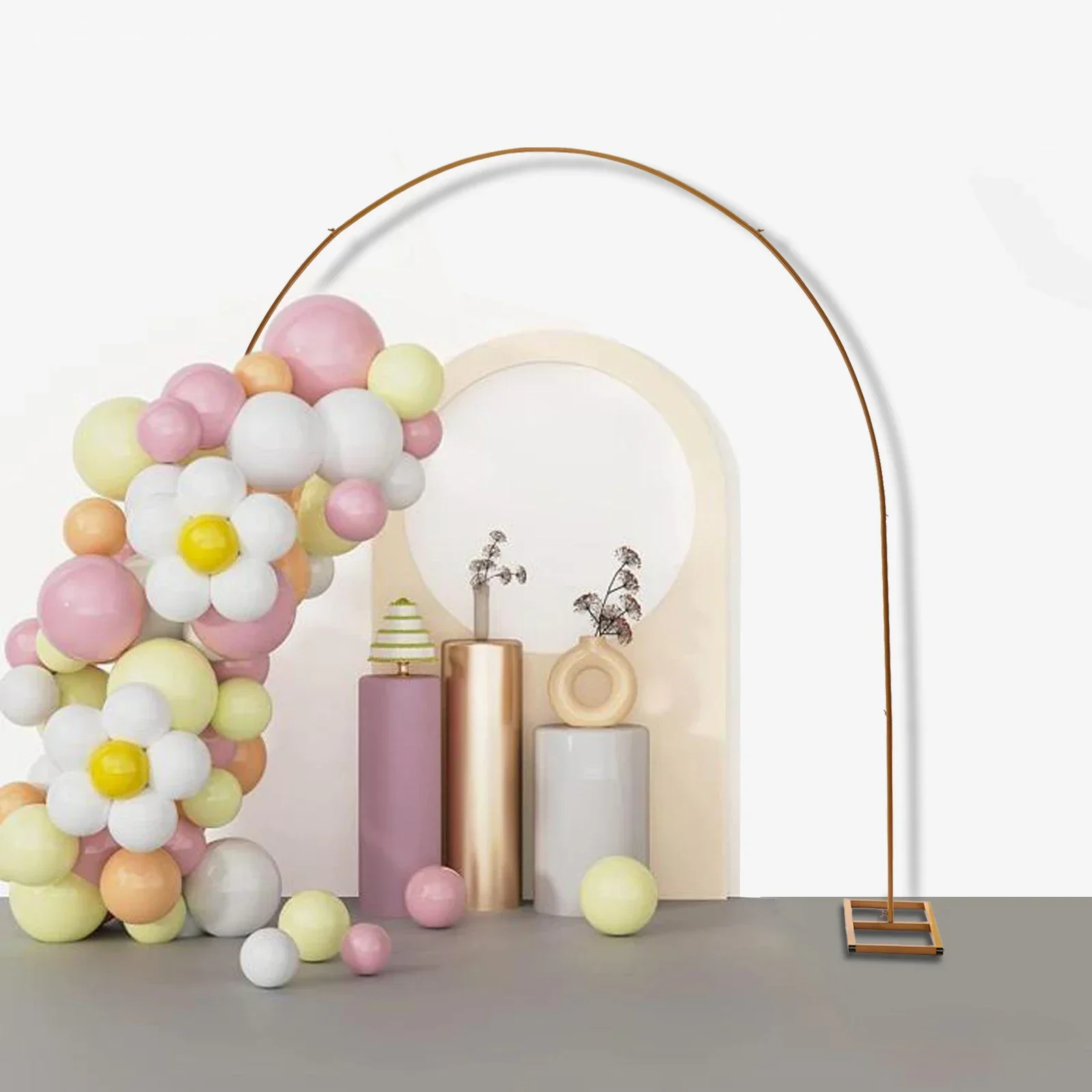 Gold Balloon Backdrop Stand Metal Wedding Arch Bridal Garden Yard Indoor Outdoor Party Decoration 7.5ft Flower Not Include wedding arch stand