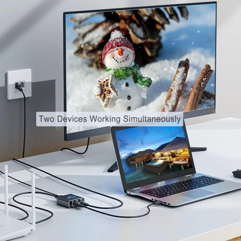 Gigabit Ethernet Switch Rj45 Splitter LAN Extension Adapter 1 to 2 1000Mbps Network Connector For PC Laptop TV Box Router