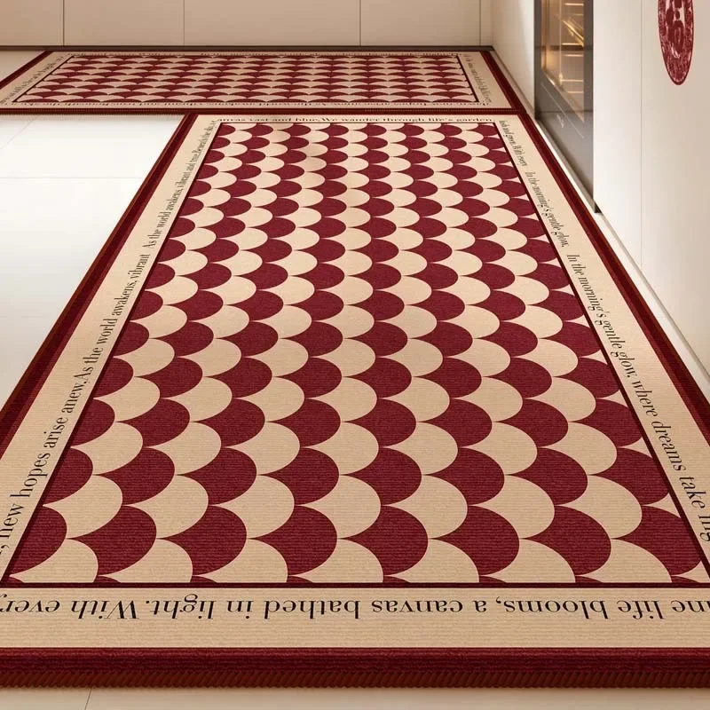 Red Kitchen Floor Mat Festive Fashion Home Decoration Living Room Soft Carpets Simple Luxury Bedroom Bedside Long Rugs Ковер 러그