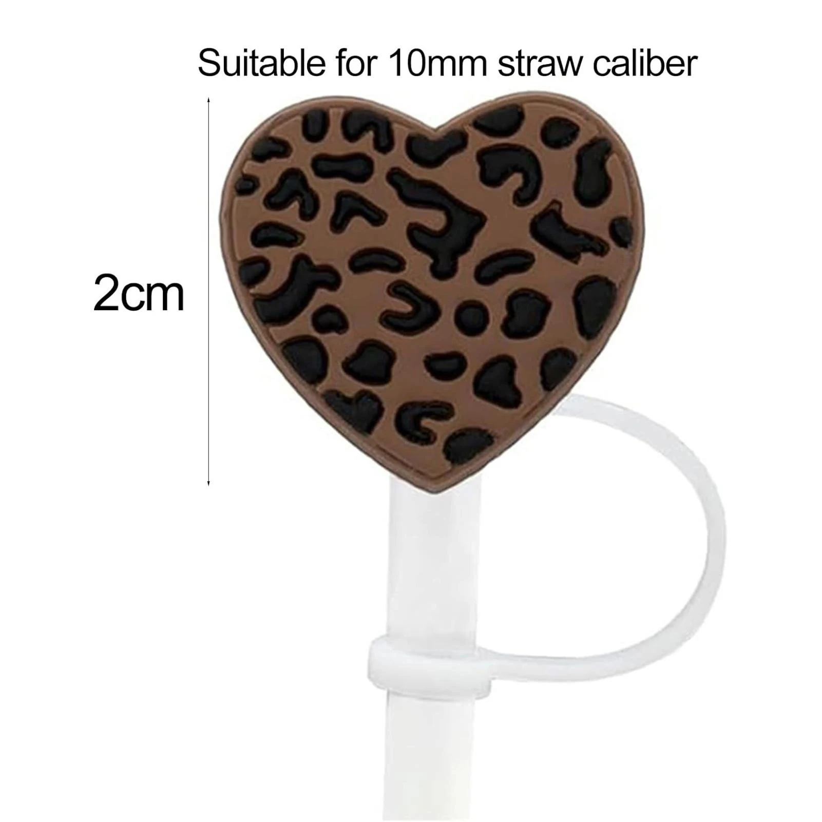 4Pcs Straw Cover,Cute Straw Topper for 40oz & 30oz Tumbler with Heart-Shaped Leopard Print,10mm Leopard Reusable Glasses T