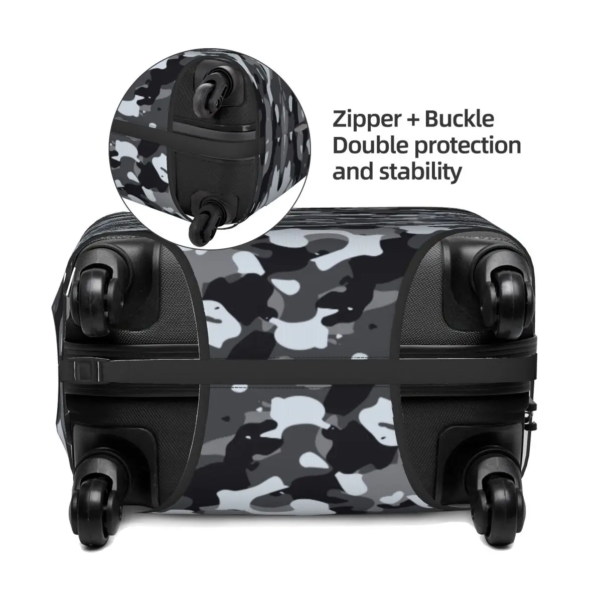 Custom Black Modern Military Camouflage Camo Style Luggage Cover Elastic Travel Suitcase Protective Covers Suit For 18-32 inch 3