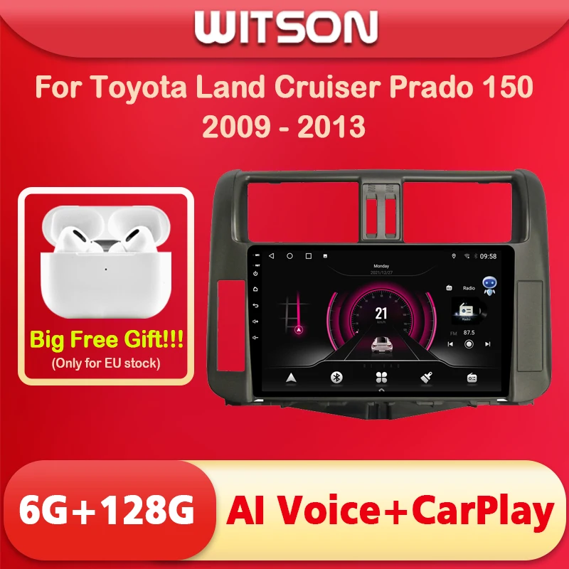 WITSON AI VOICE Android 11 Стерео Мультимедиа GPS Навигация стерео для Toyota Land Cruiser Prado 150