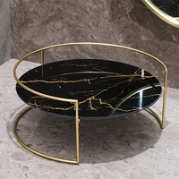 Bathroom Organizer Holder with Metal Base Cosmetic Container Marble Pattern Tray Rack Home Party Decoration Candle Holder New 1