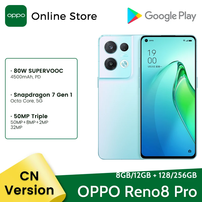 

OPPO Reno8 Pro 5G Smartphone Snapdragon 7 Gen 1 Phone 6.62'' AMOLED Display 80W SuperVOOC 50MP Triple Camera Reno 8 Pro