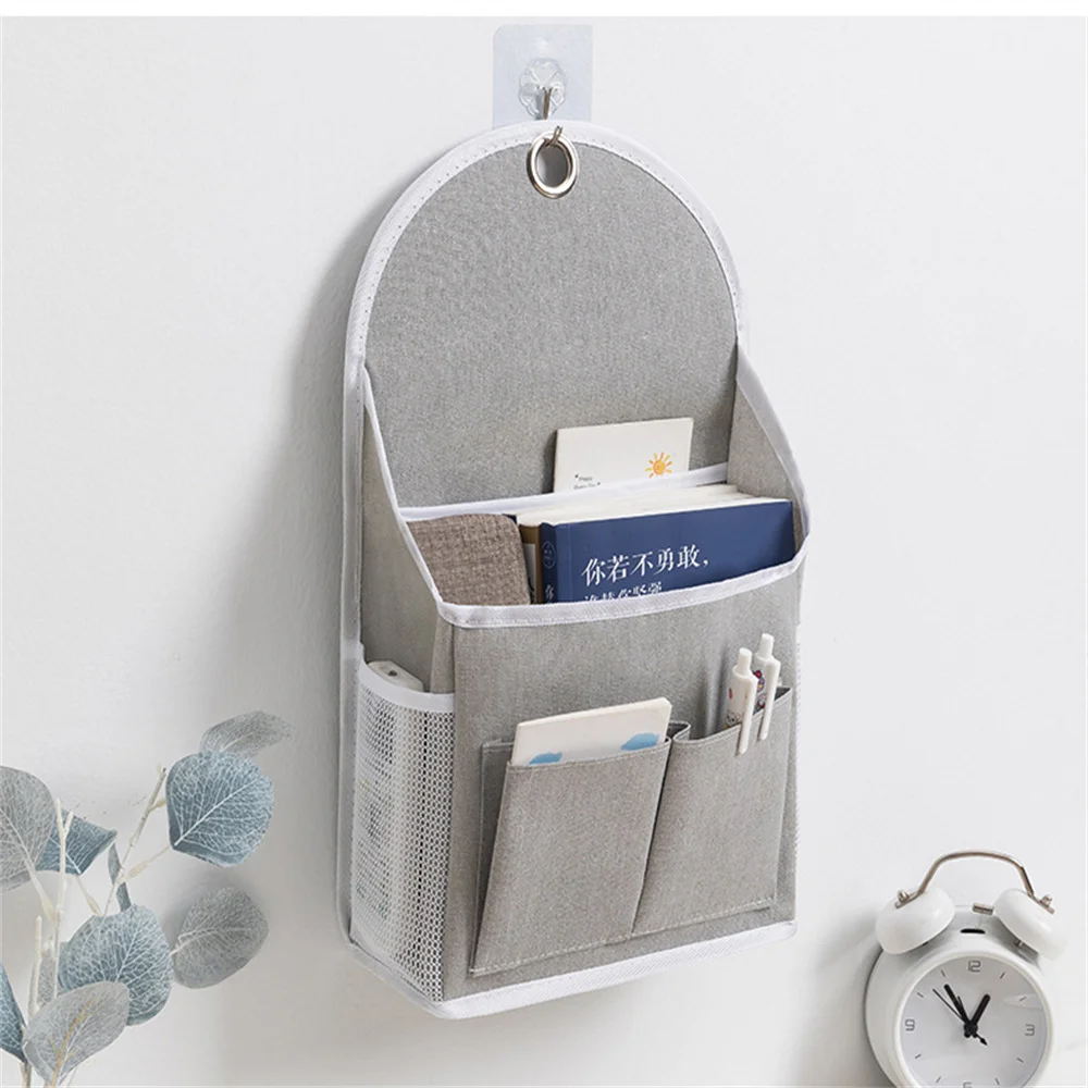 Fabric Hanging Storage Bag for Dormitory Wall Mounted Wall Door Bags Dual-Pocket Side Mesh Organizer Book Magazine Phone Holder 2