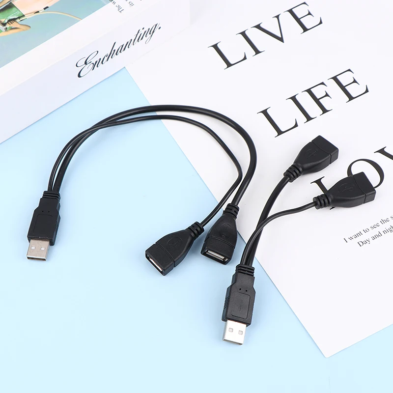 

1 шт. 15/30 см штекер на 2 гнезда USB 2,0 Удлинительный кабель для передачи данных адаптер преобразователь сплиттер кабель USB 2,0