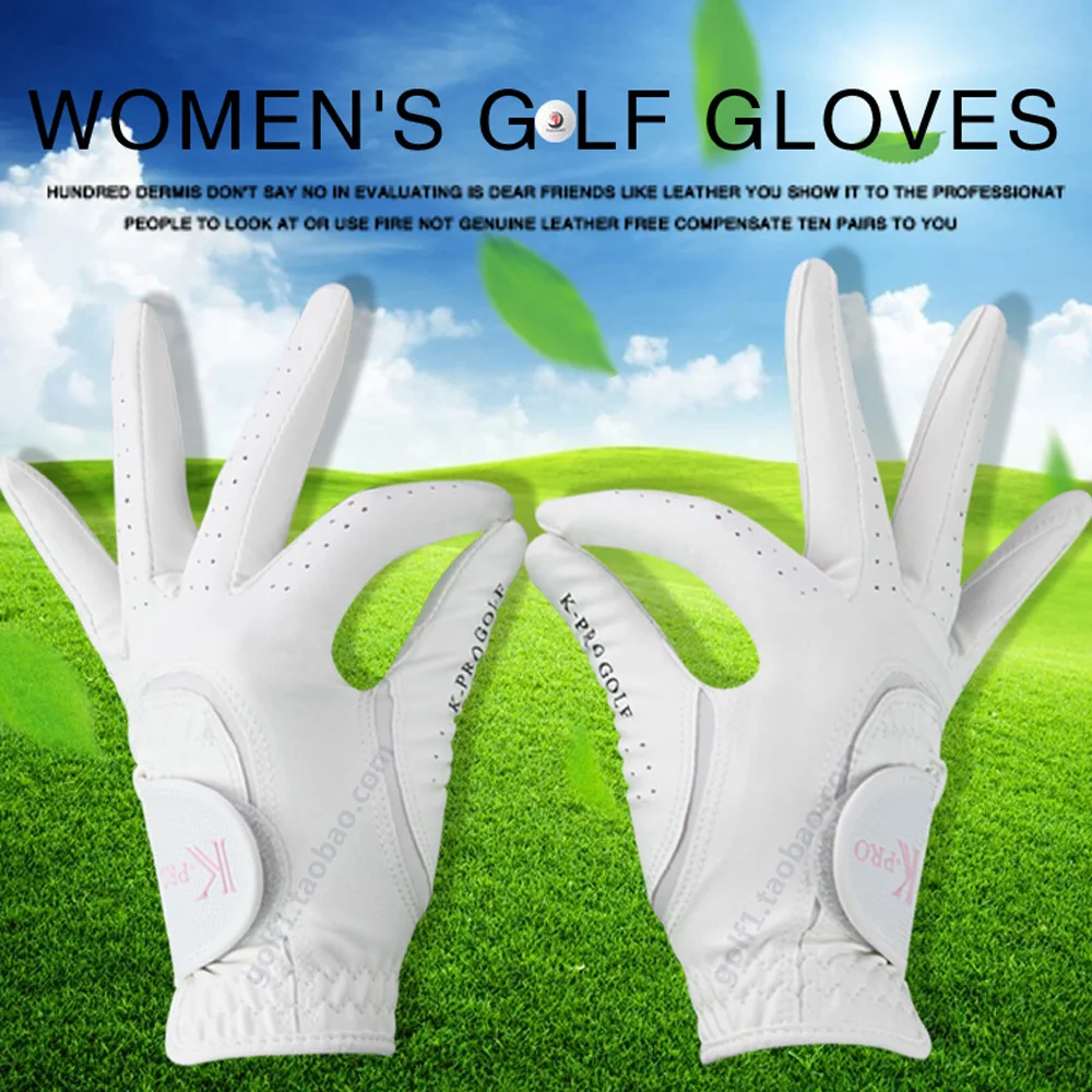 1 Pair Women's Golf Glove 3 Color Options Fashion Elegant Improved Grip System Cool Comfortable Pink White Color Left Right Hand