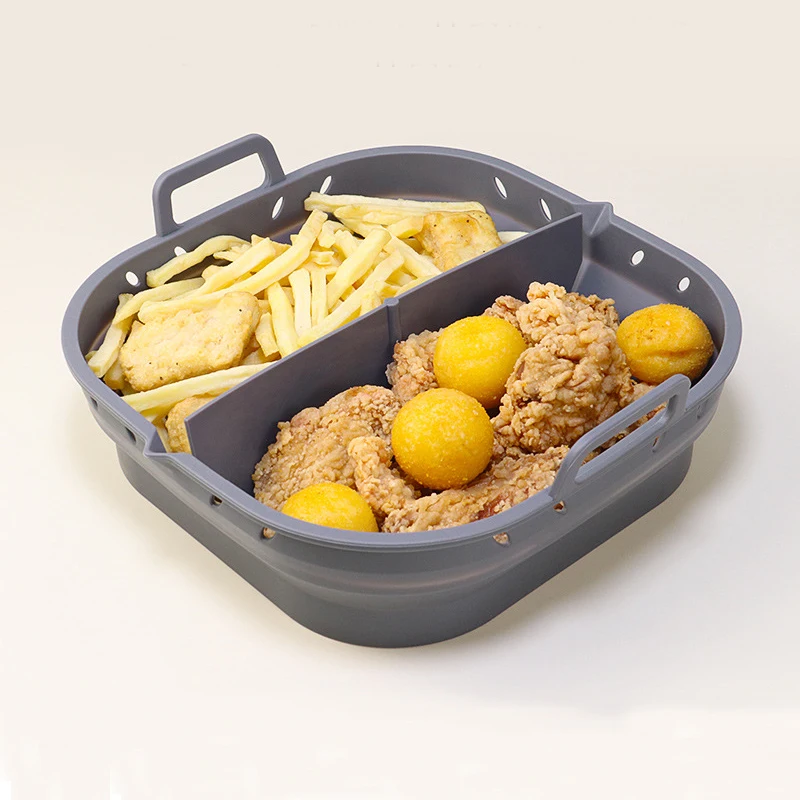 Silicone Air Fryer Liners air fryer liners air fryer baking tray air fryer accessories air fryer basket air fryer silicone tray Square Reusable Silicone Basket Easy to Clean for 5.8 to 8 Qt Fryer Baking Tray