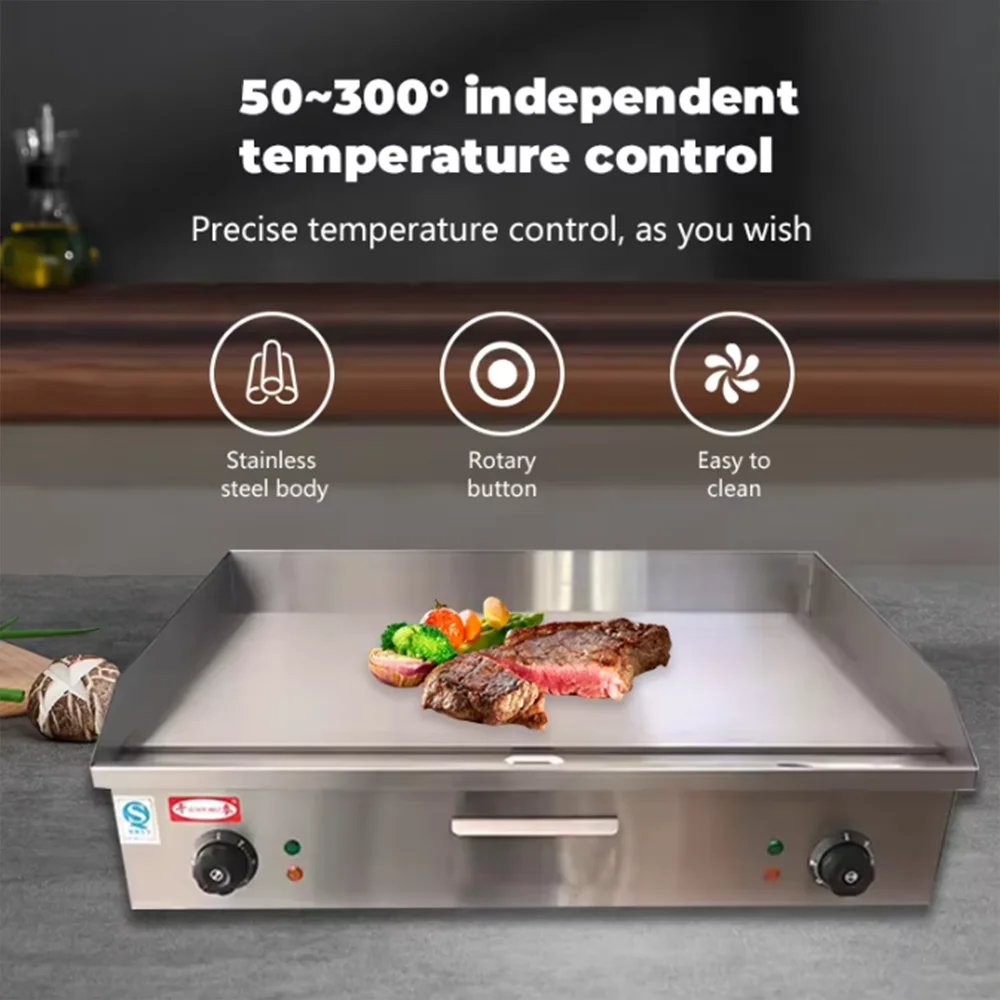 Commercial electric grill Fried Rice fried steak iron plate barbecue equipment adjustable temperature stainless steel pancake ma 2