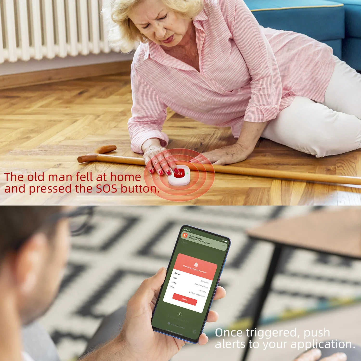 TUYA Smart SOS Emergency Call Button WiFi Caregiver Pager Phone Alert Transmitter For Kids Elderly Patient emergency alarm button