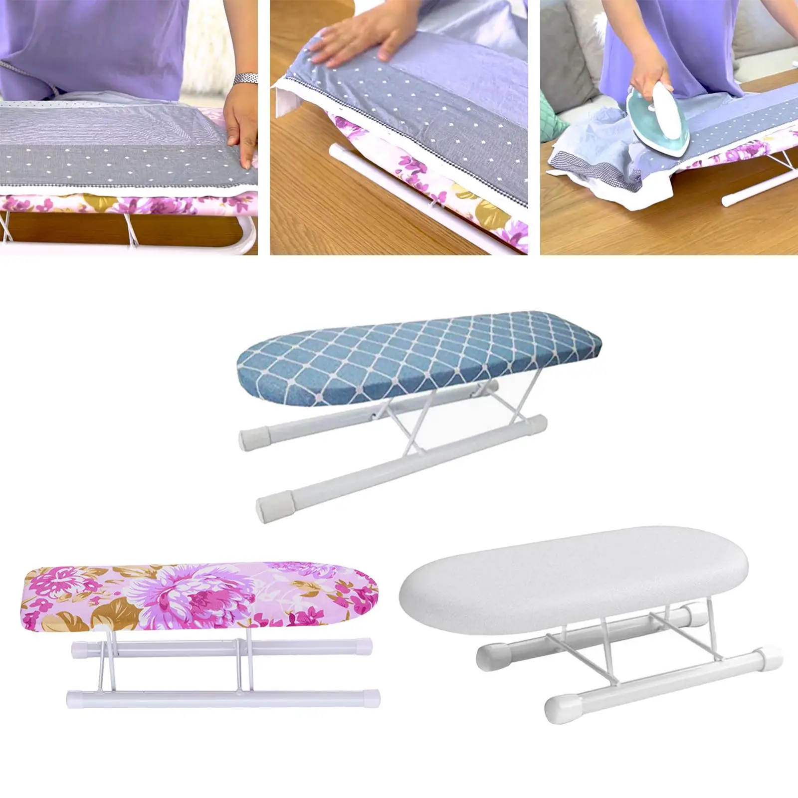 Mini Ironing Board Foldable Legs Non Slip Feet, Cuffs Collars Ironing Countertop Board for Apartment Travel Home