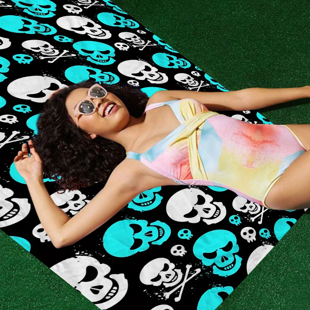 Gothic Horror Skull Death Towel Microfiber Beach Towel Absorbent Quick dry Soft Yoga Swimming Resort Mountain Climbing Towel 4