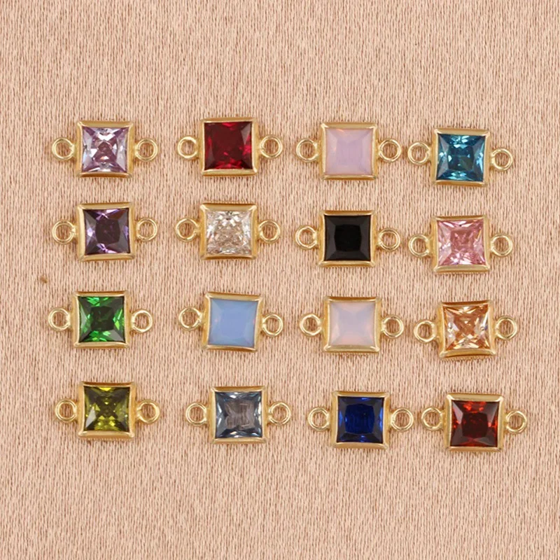 Quadratischer Lünettenverbinder, 14 Karat Gold gefüllt, Charm, edler Schmuck für Frauen, DIY-Zubehör, Armband, Halskette, Herstellung von Geburtsstein-Lünette – Detail 17