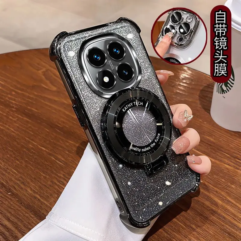 Glitzernde, stoßfeste Silikonhülle für Xiaomi Redmi Note 15 Pro Plus 15C 4G 5G mit CD-Magnet-Handyhalterung und weicher Abdeckung – Detail 13