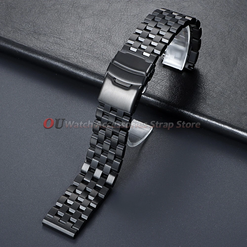 Solid Stainless Steel Watch Strap Bracelet - Men's Business Metal Watchband Replacement
