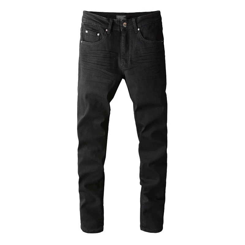 

The Best Sellers Black Plain Distressed High Stretch Skinny Blank Jeans Pants