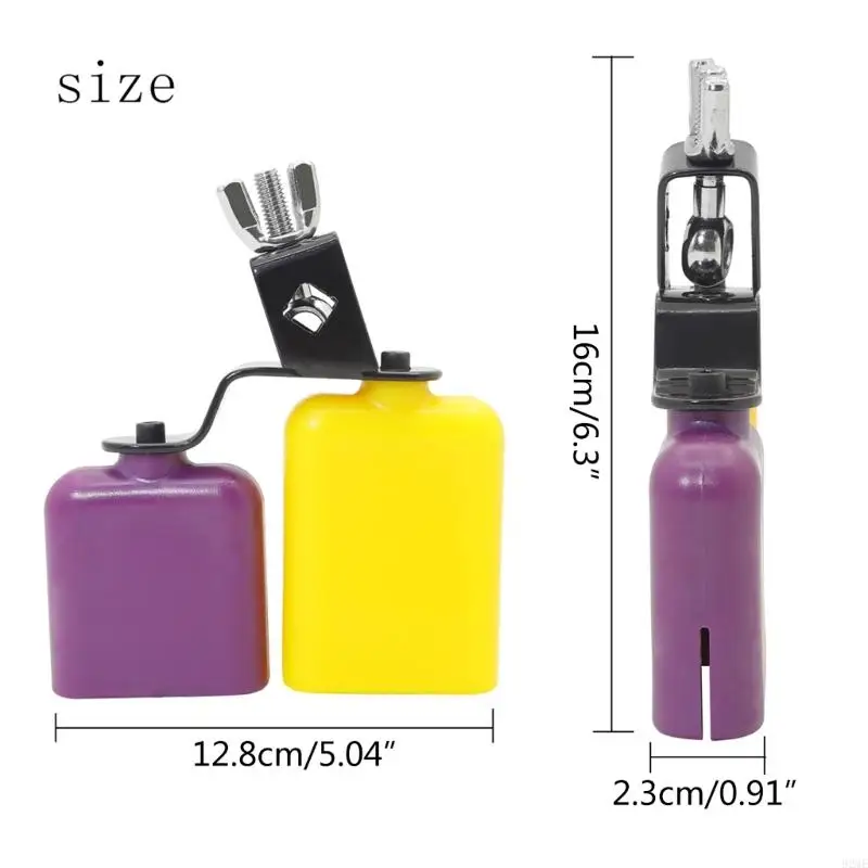 92ME Cowbell Rock Cowbell Bicolor for Drum Set Double Mounted Bells Kits Noise Maker Hand Percussion Football