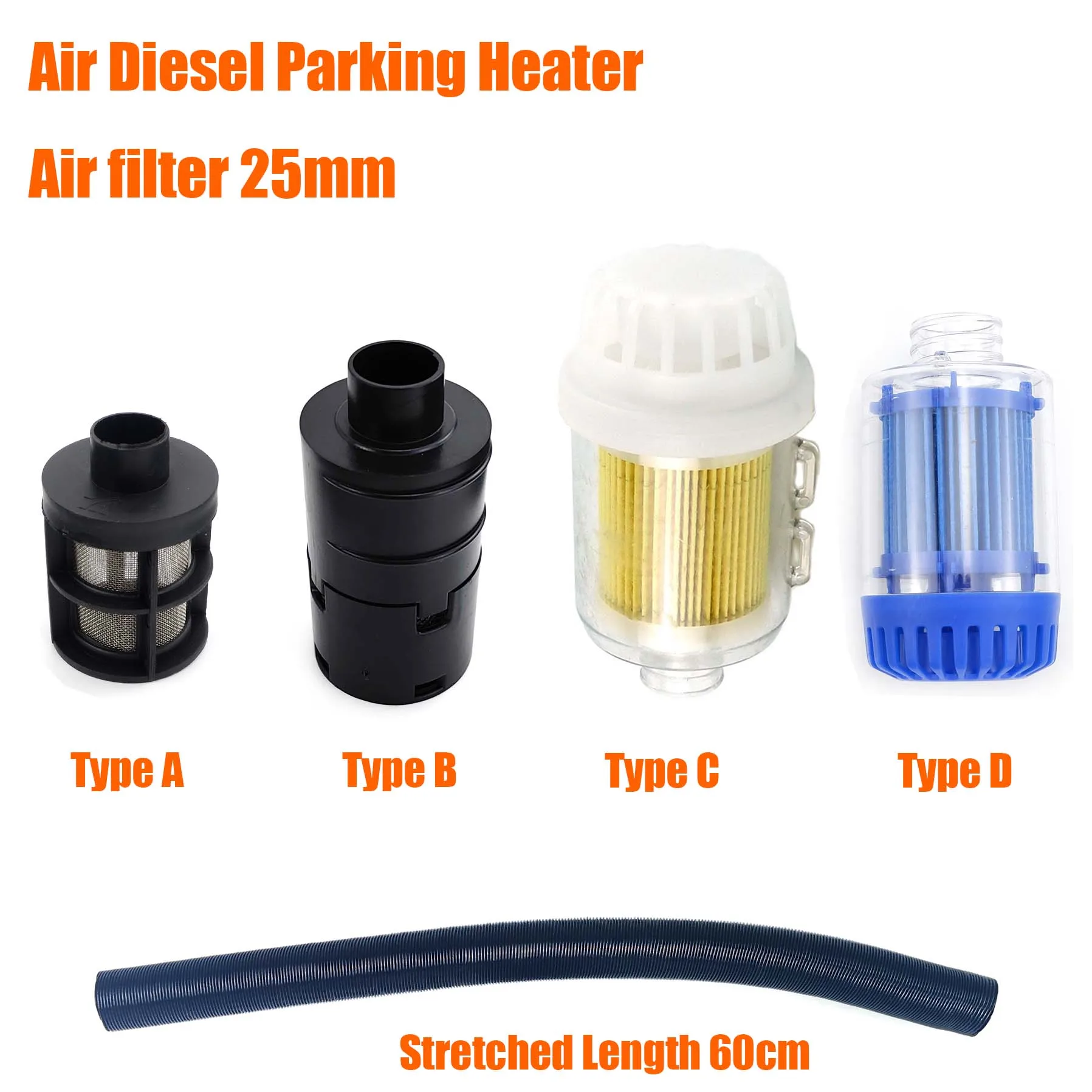 25mm Air Diesel Parking Heater Intake Filter Silencer Intake Pipe 3 Type air heater air heater exhaust pipe air heater duct pipe air heater duct connector Fit For Webasto Eberspacher