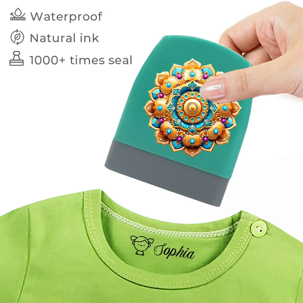 3D Glass Color Round Flower Personalized Name Kids Stamp For Clothes Notebook Marker
