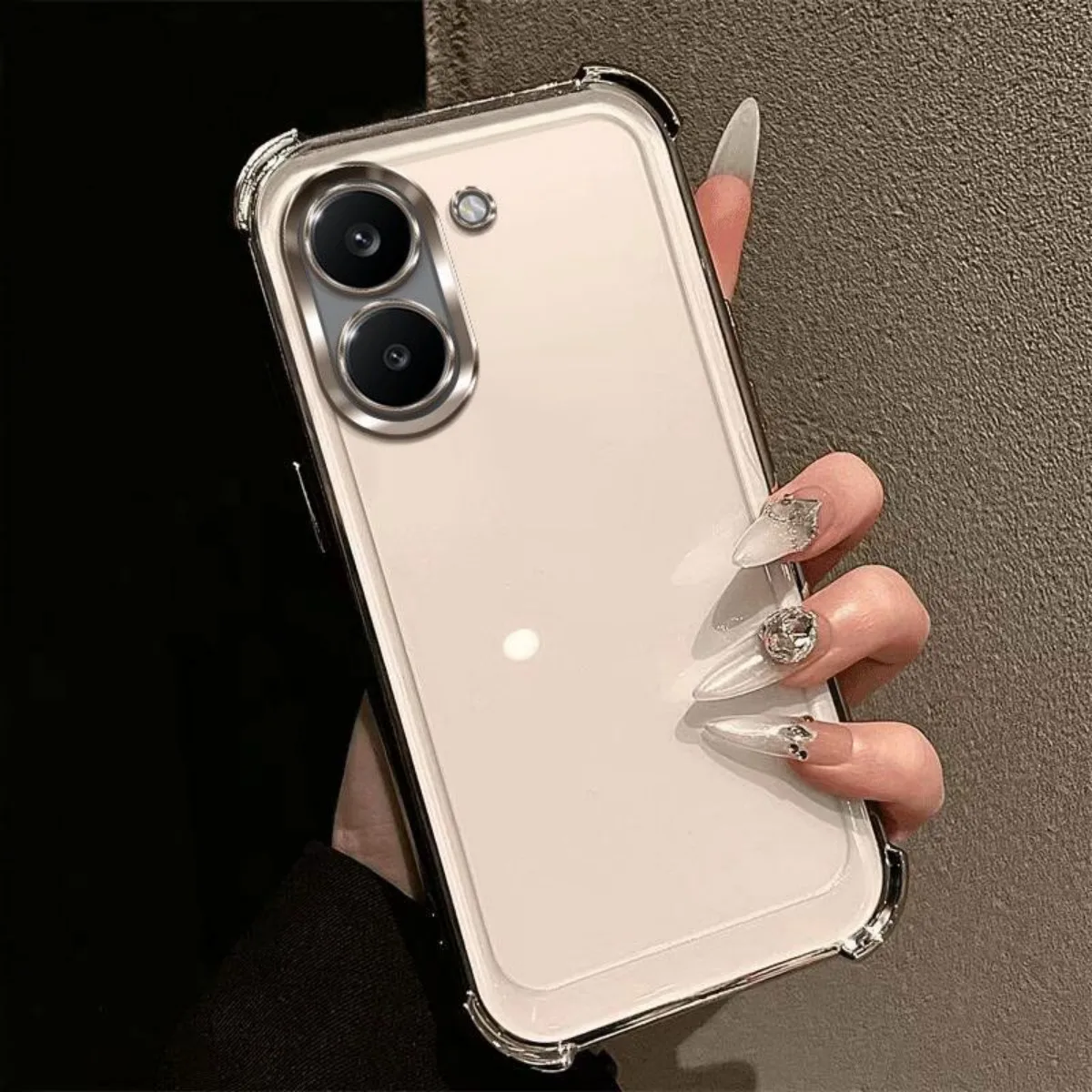 Luxury Purple Plating Clear Shockproof Phone Case with Silicone Soft Cover