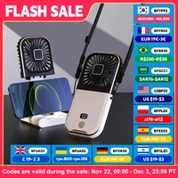 3000mAh Battery Powered Mini Portable Outdoor Handheld Fan Neck Fan USB Rechargeable 180° Folding Wireless Desktop Air Cooling 1