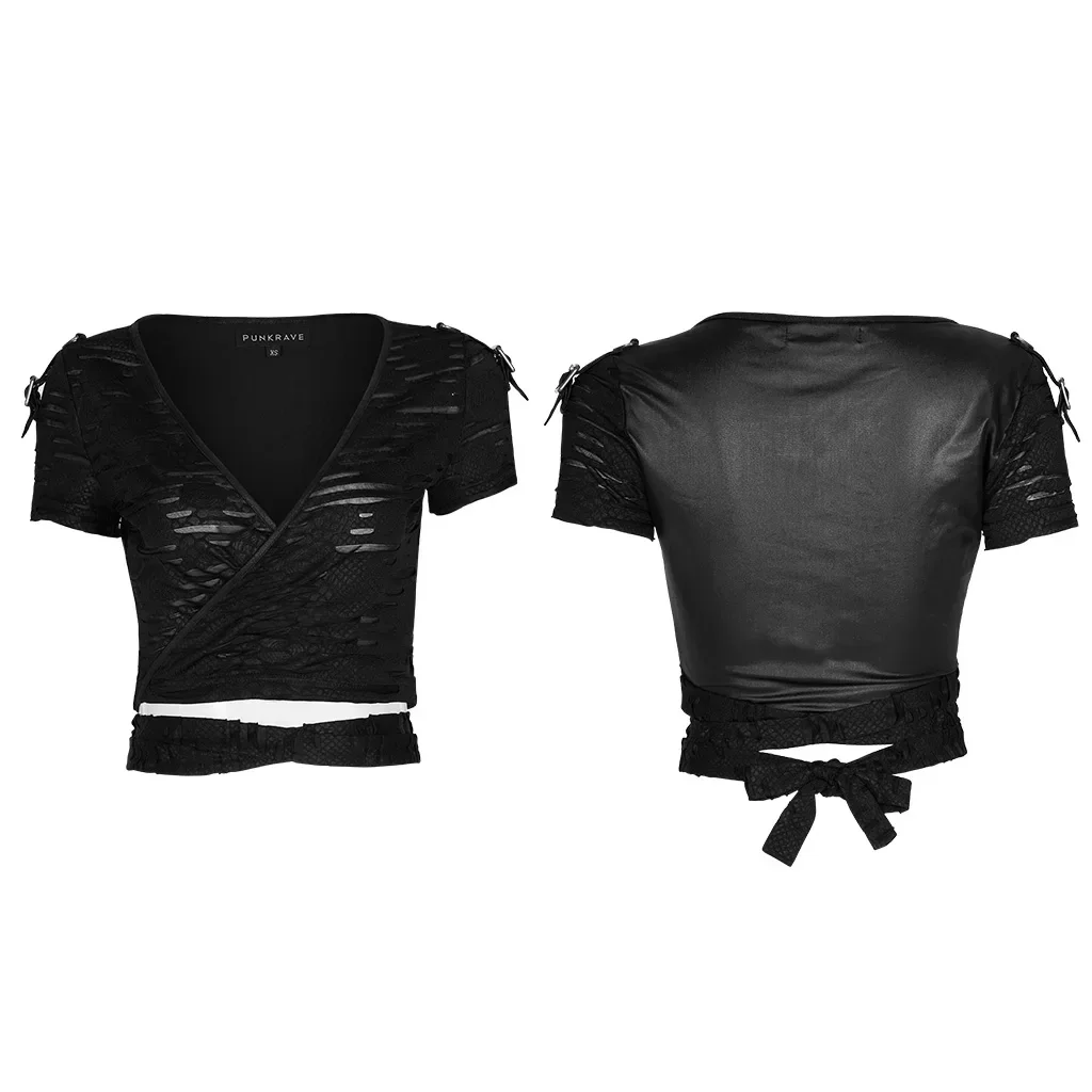 Glimmora Top corto stile gotico punk emo da donna, maglietta