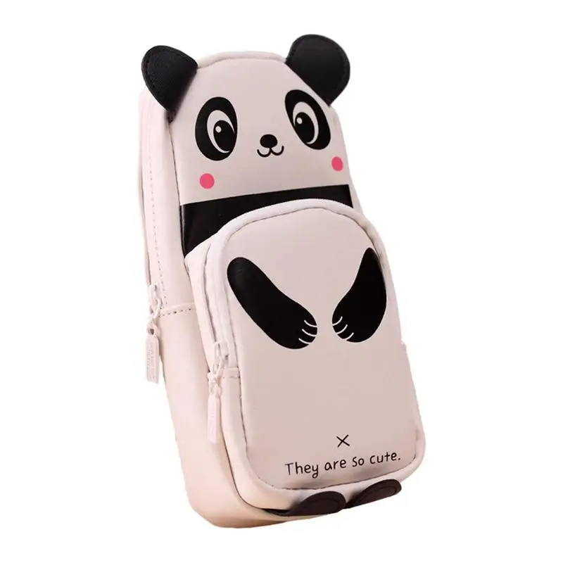 

Pen Holder Bag Cartoon Panda Storage Bag For Cosmetics Makeup Organization Bag With 2 Compartment Stationery Organizer Bag For