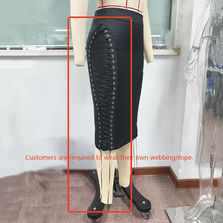 Linad Street Chic Black Satin Drawstring Skirts Woman 2026 Vintage Slim High Waist Straight Skirts Casual Lace Up Skirt Female