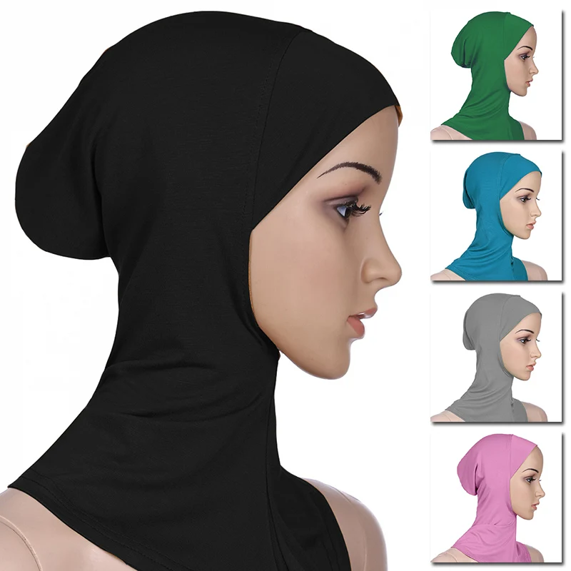 цена Women Muslim Underscarf Head Cover Muslim Headscarf Inner Hijab Caps Islamic Underscarf Ninja Hijab Scarf Hat Cap Bone Bonnet
