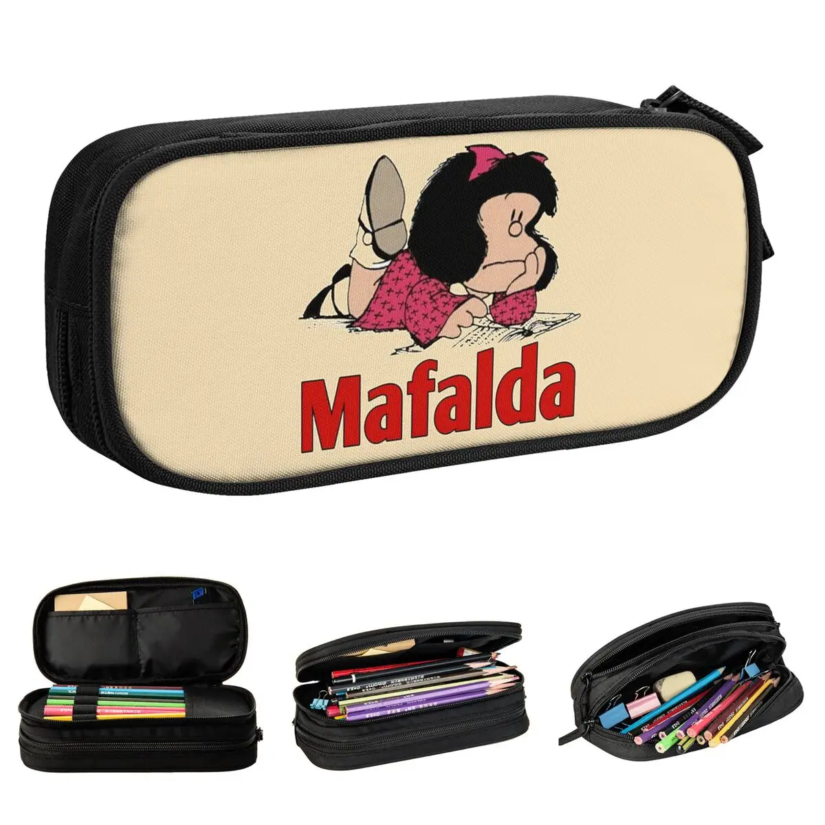 

Mafalda Quino веселый мультяшный карандаш, женский модный винтажный мультяшный футляр для ручек с юмором для студентов, школьных подарков, футляр для карандашей