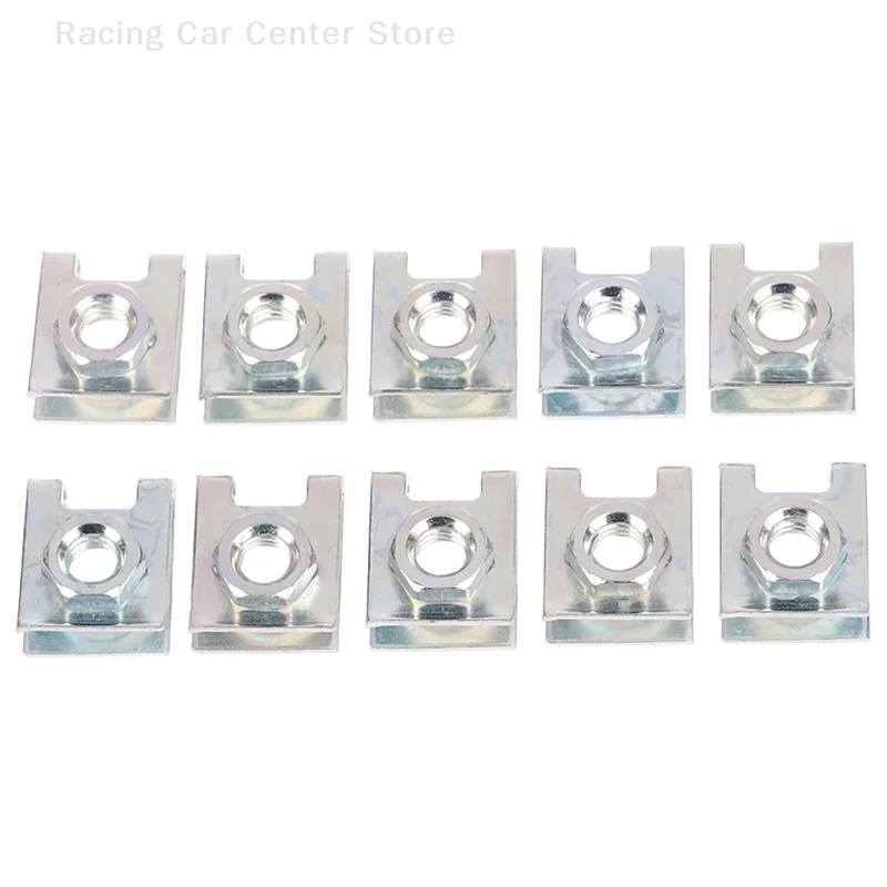 

10pcs Automotive Car License Plate Fasteners 6mm Screw Rivet Fixed Retaining Clips Metal M6 Nut U-Type Gasket