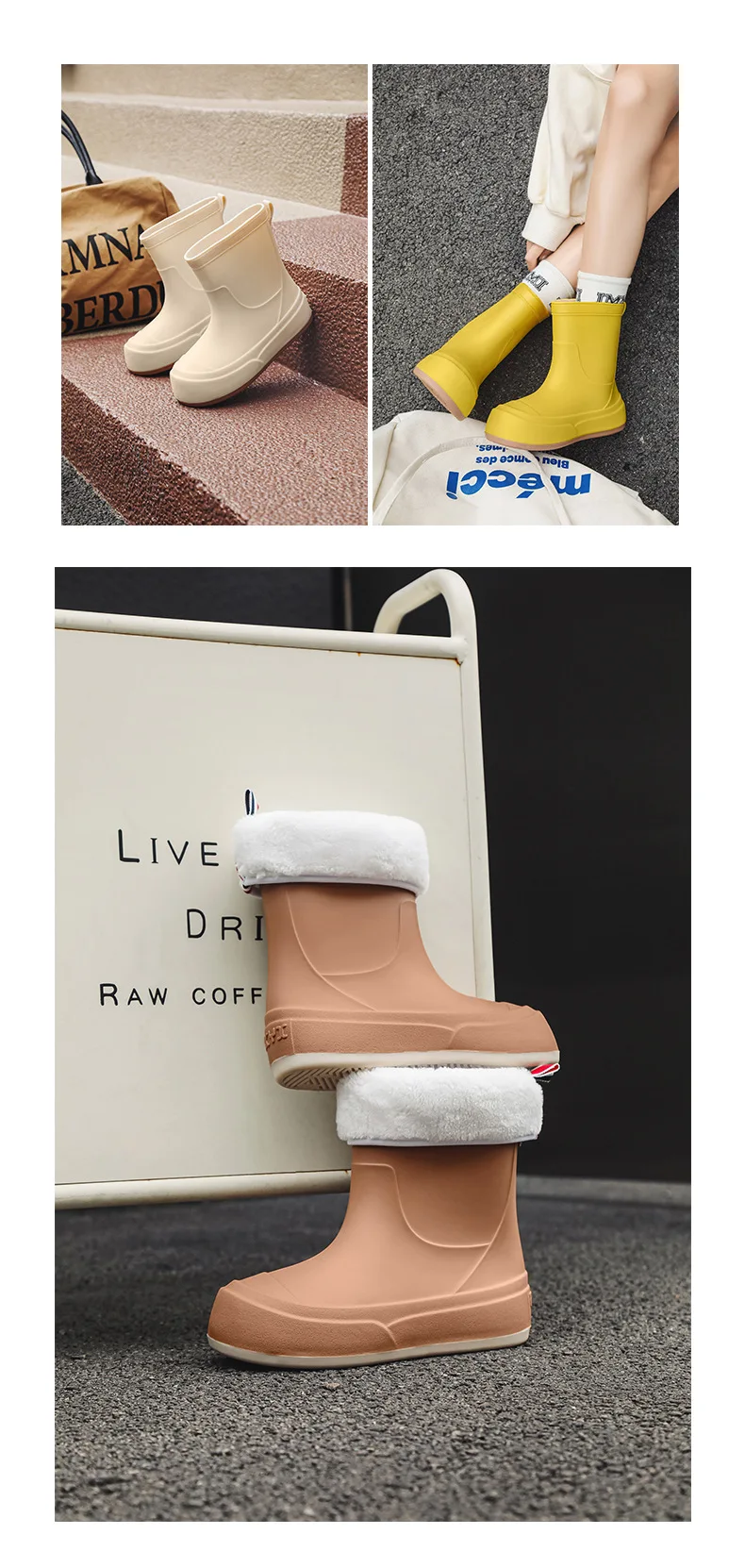Evshine Frauen Mode Regen Schuhe Im Freien Wasserdichte Arbeit Garten Schuhe 2025, Neue Kurze Röhre Regen Stiefel Weichen Boden Dame Ankle Boot – Detail 10