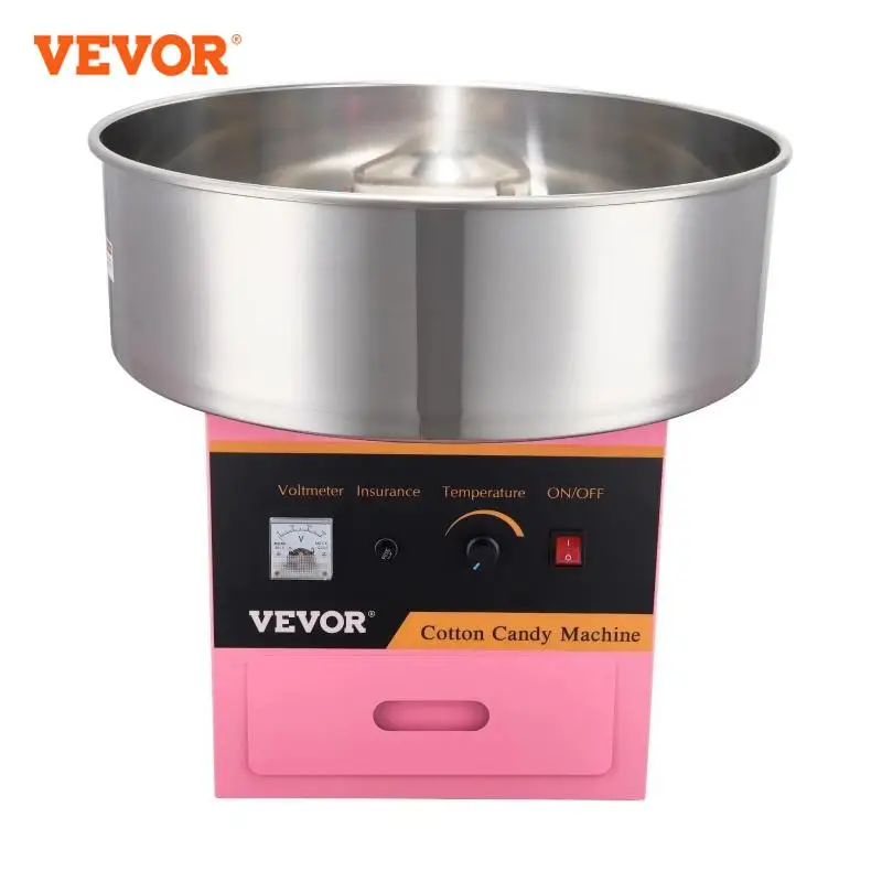 VEVOR Electric Cotton Candy Machine Commercial Floss Maker with Stainless Steel Bowl Sugar Scoop and Drawer For Birthday Party