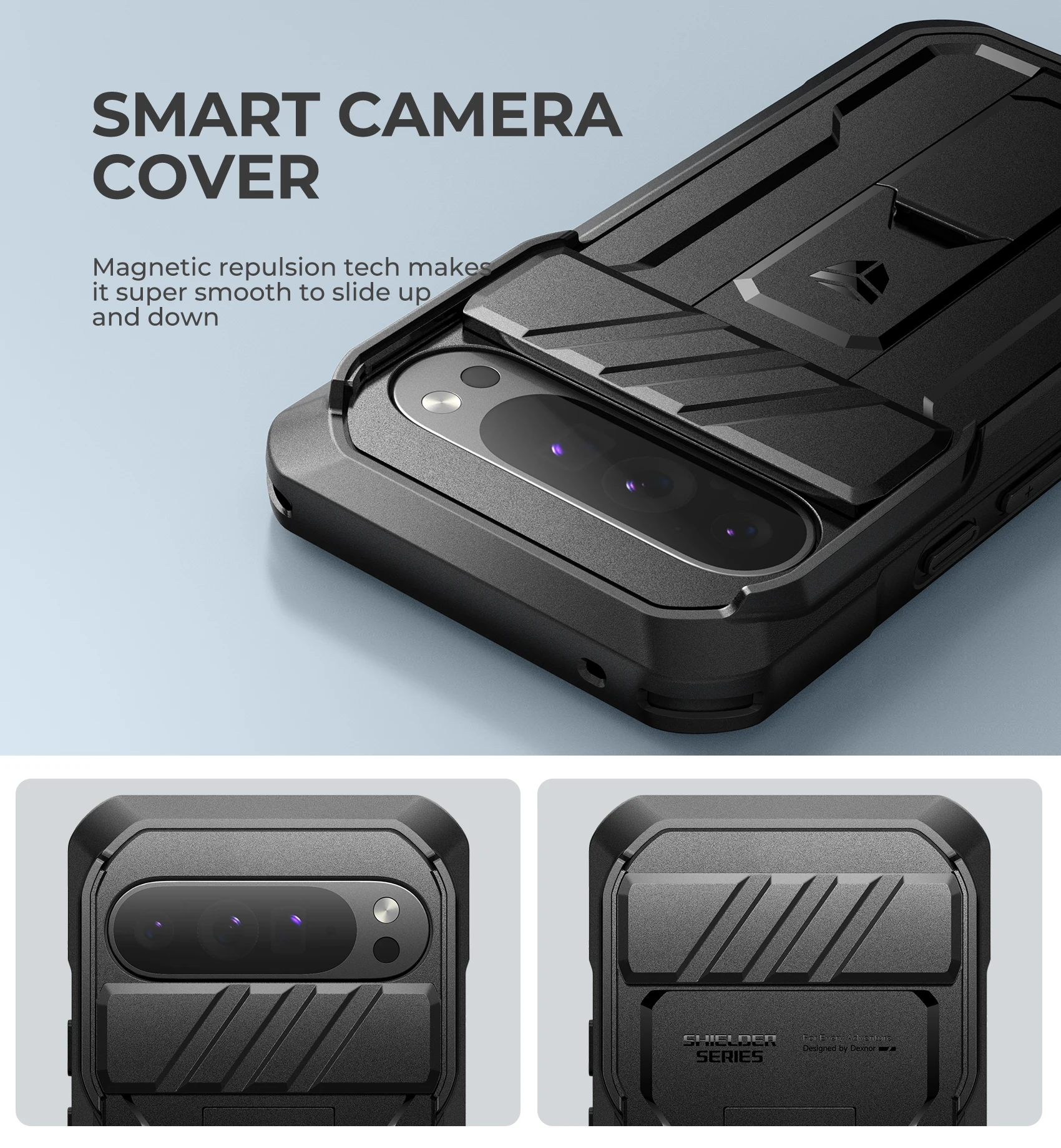 Full Body Rugged Armor Case with Camera Cover, Built-in Screen Protector, and Kickstand