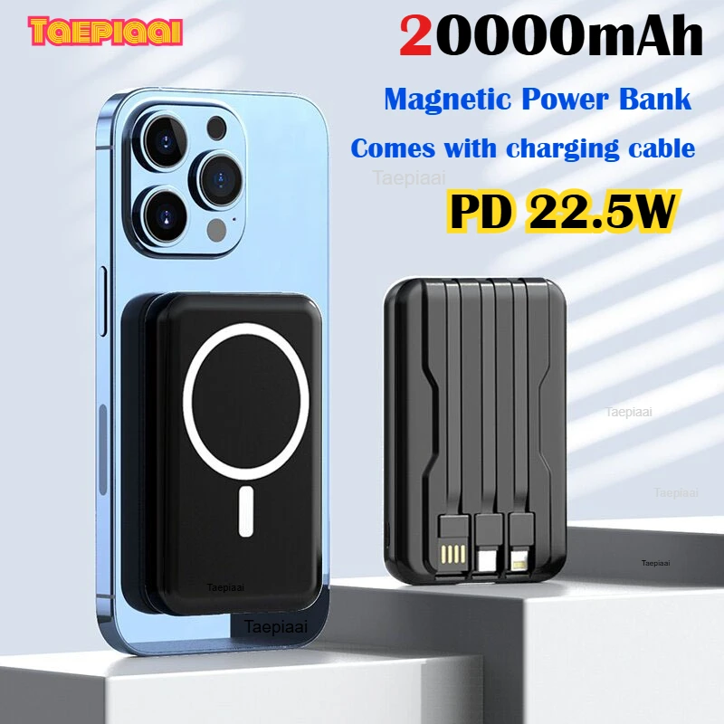 Taepiaai Power Bank Magnetico 20000mAh MagSafe - Carga Rapida PD 22.5W Inalambrico