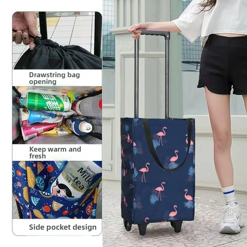 Convenient travel camping car trolley bag folding hand pull to buy groceries small cart home trailer bag small cart