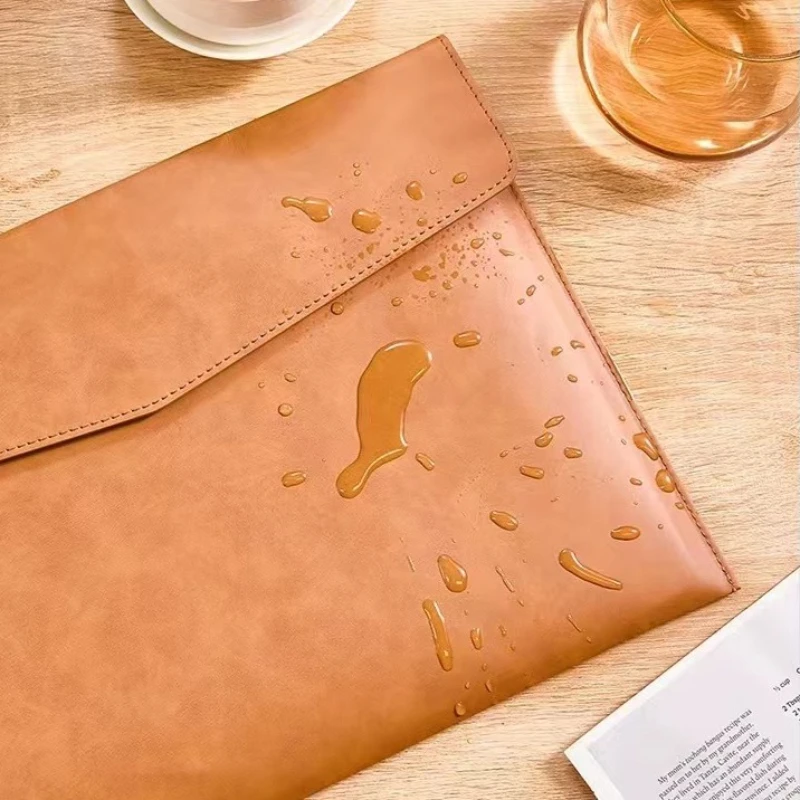 Personalized PU Leather A4 File Folder Custom Name Magnetic Closure File Bag Waterproof Document Laptop Bag for Office School
