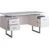 60" White Study Writing Home Office Wall Mounted Laptop Computer Floating Desk Top and Storage Drawers and Metal Stands 4