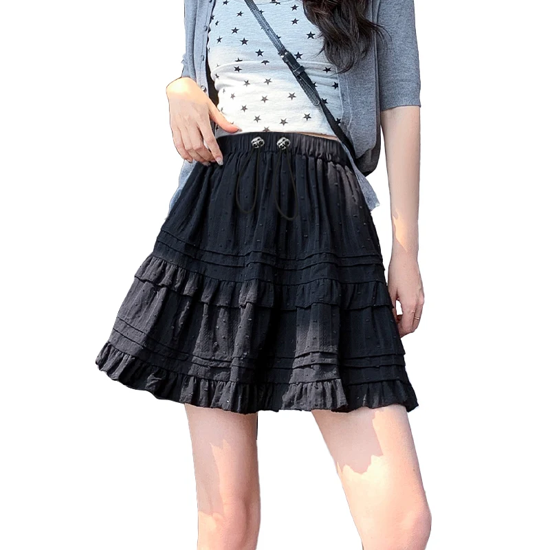 Summer Maternity Cake Skirt Sweet Drawstring Waist Ruffles Patchwork Pregnant Woman Ball Gown Mini Dress Pregnancy Clothes