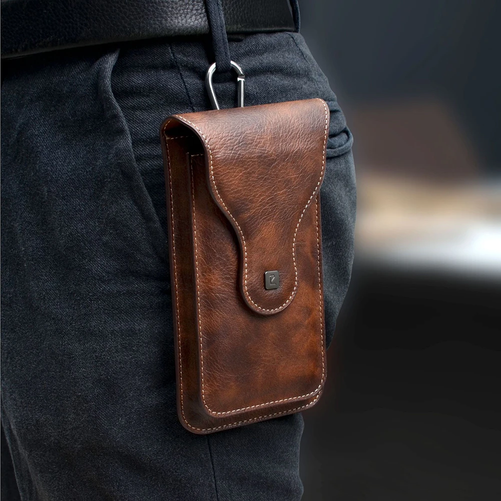 Mobile Phone Belt Bag Unisex PU Belt Clip Holster Case 2 Pouchs Outdoor waist pack cellphone holster case