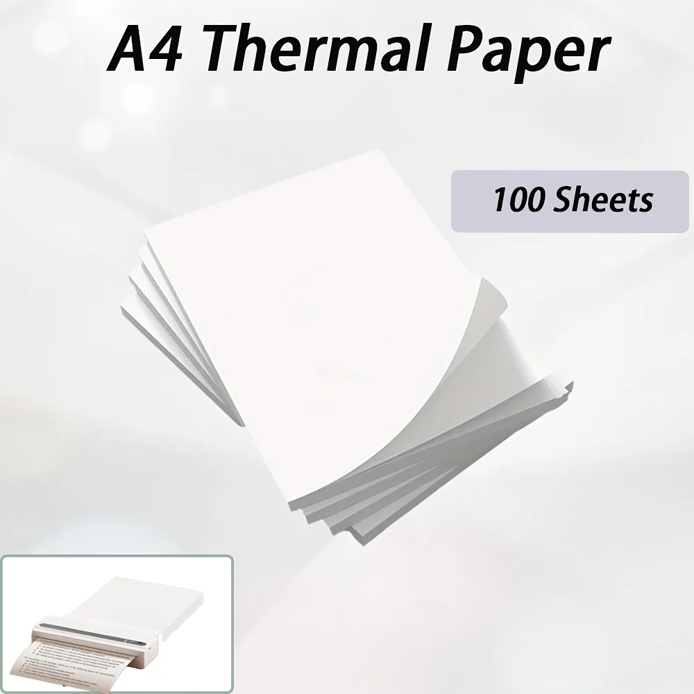 100매 A4 210×297mm 감열지, 휴대용 프린터, 사진, 숙제 및 디자인 인쇄용..