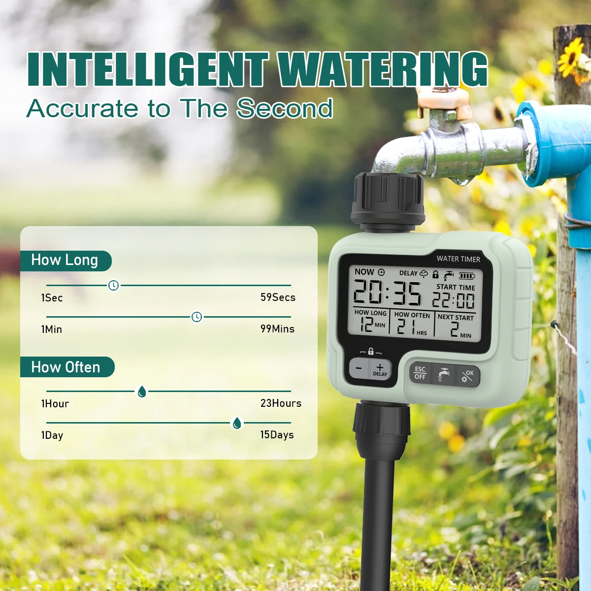Eshico Garden Water Timer Automatic Rain Delay System Plants Lawn Greenhouse Drip Irrigation Equipment Self-watering Device 1