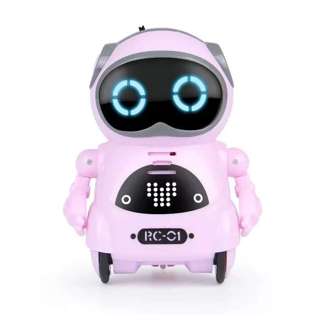 939A Mini RC Robot Talking Interactive Dialogue Voice Pocket Recognition Record Singing Dancing Telling Story RC Robot Toys GiftPink