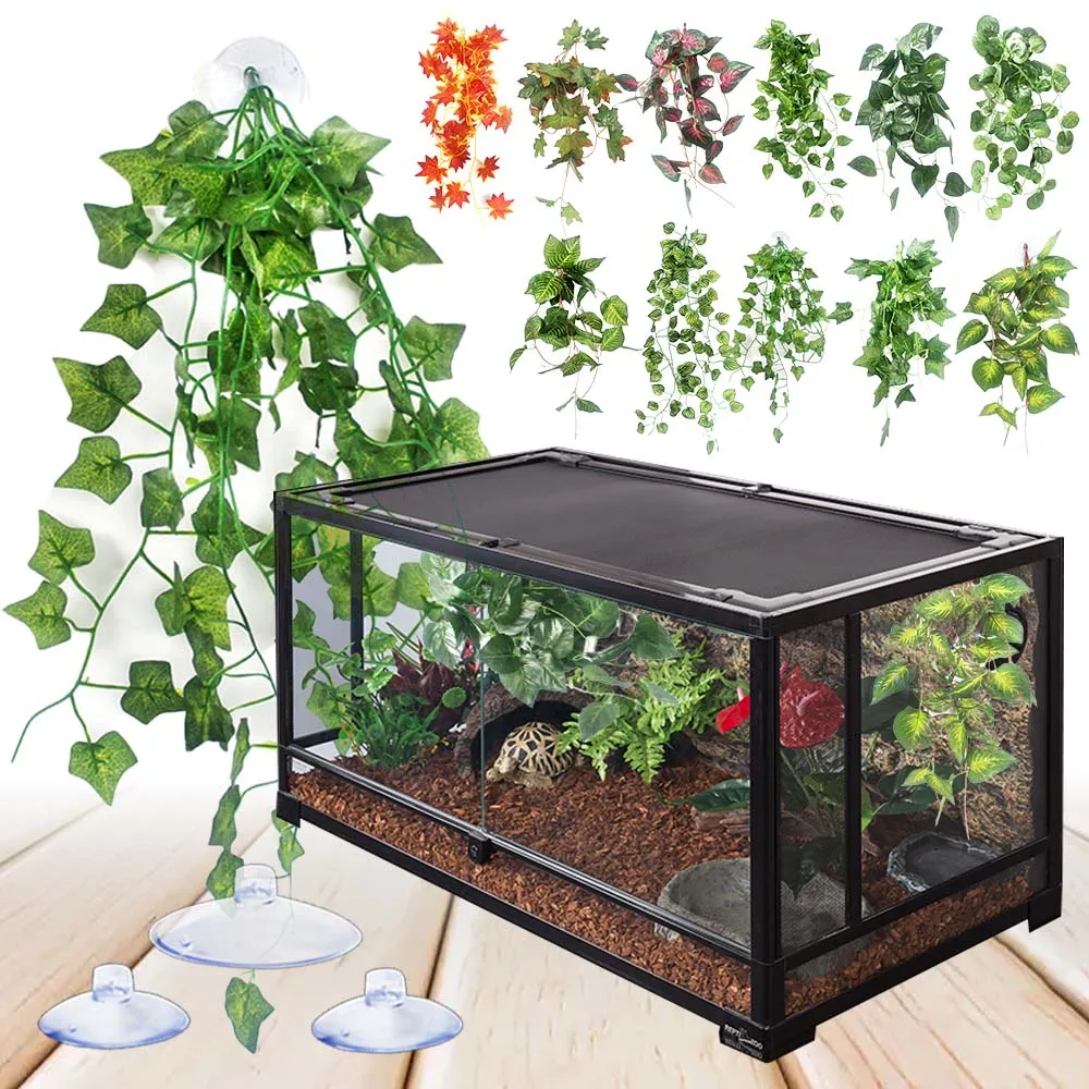 Plant Decoration Reptile Plants With Suction Cup For Reptile Terrarium Amphibian Snake Lizard Climbing Pets Tank Habitat Decor 1