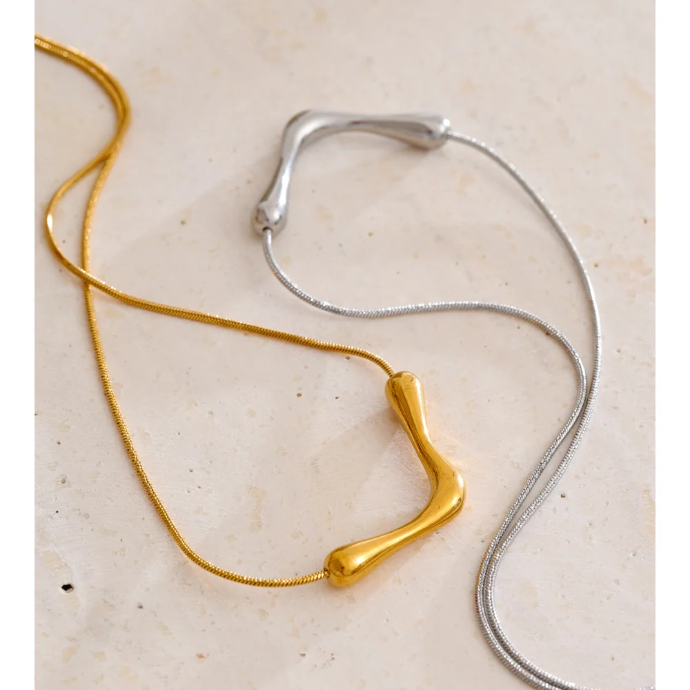 Yhpup Minimalist Stainless Steel Pendant Necklace 18K Gold PVD Plated