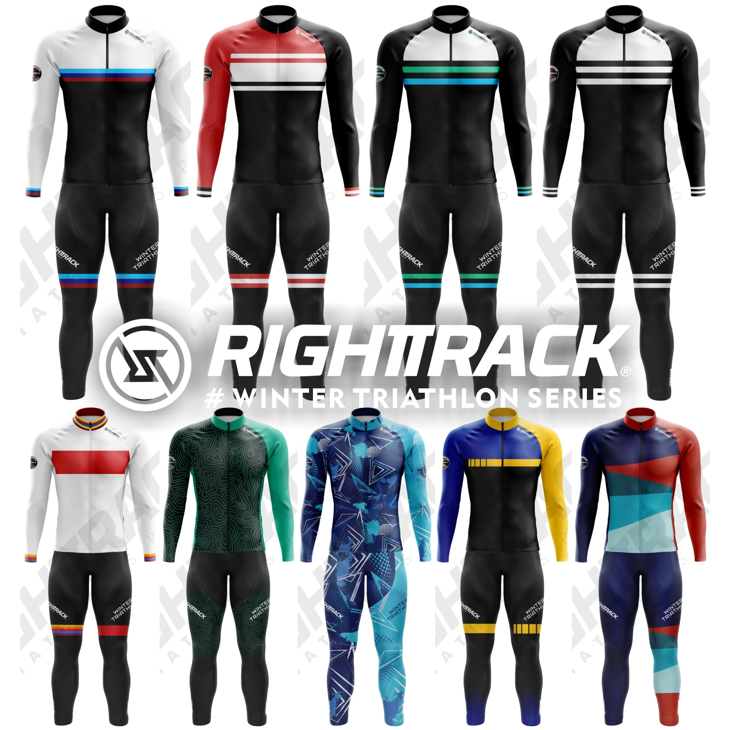 

New Winter Pro Trisuit Thermal Fleece Long Sleeve Skinsuit Skiing Cycling Running Skating Triathlon RIGHTTRACK Sports Apparel