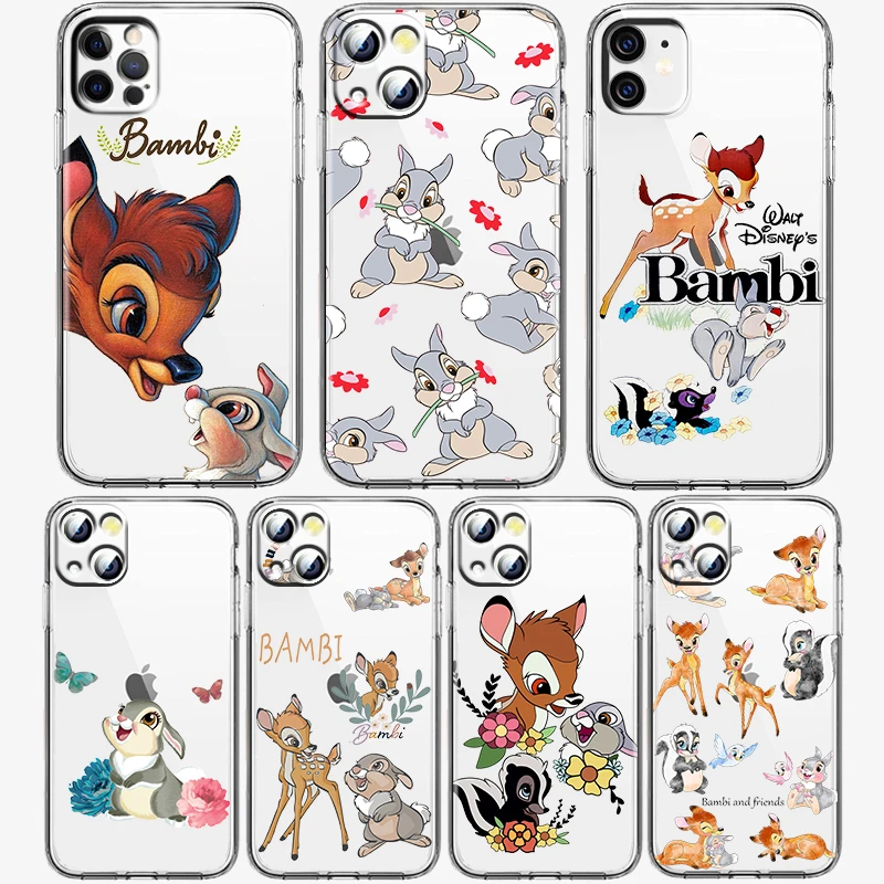 Bambi cartoon Disney Phone Case for Apple iPhone 14 13 12 11 Pro Max X XR XS 8 7 6 Transparent Silicone Shell Cover Coque Capa iphone 13 mini flip case