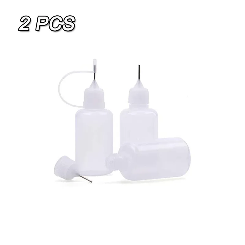 2PCS Reuse White Plastic Bottle Squeeze Glue Applicator Paper Quilling Needle Tip Cap Silicone Loop Scrapbooking Craft Tools