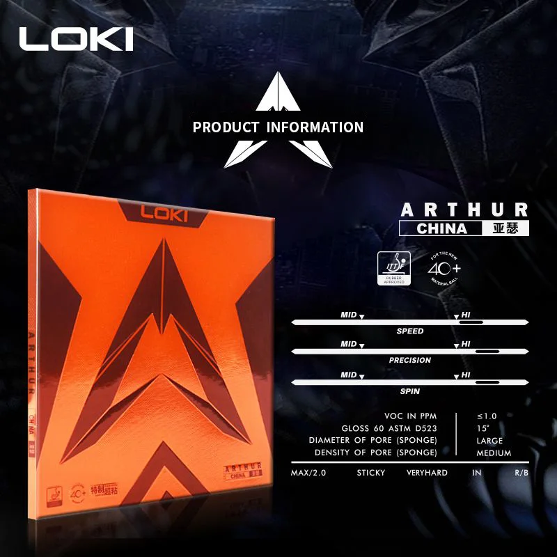LOKI ARTHUR China Table Tennis Rubber Sticky Offensive Ping Pong Rubber Pimple-in Tacky with Hard Cake Sponge